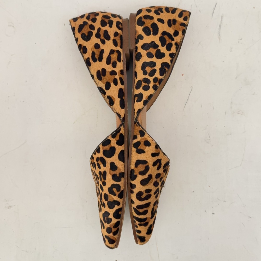 J.Crew Flats Zoe Leopard Calf Hair d'Orsay Flats Womens 8 Animal Print - Picture 3 of 10